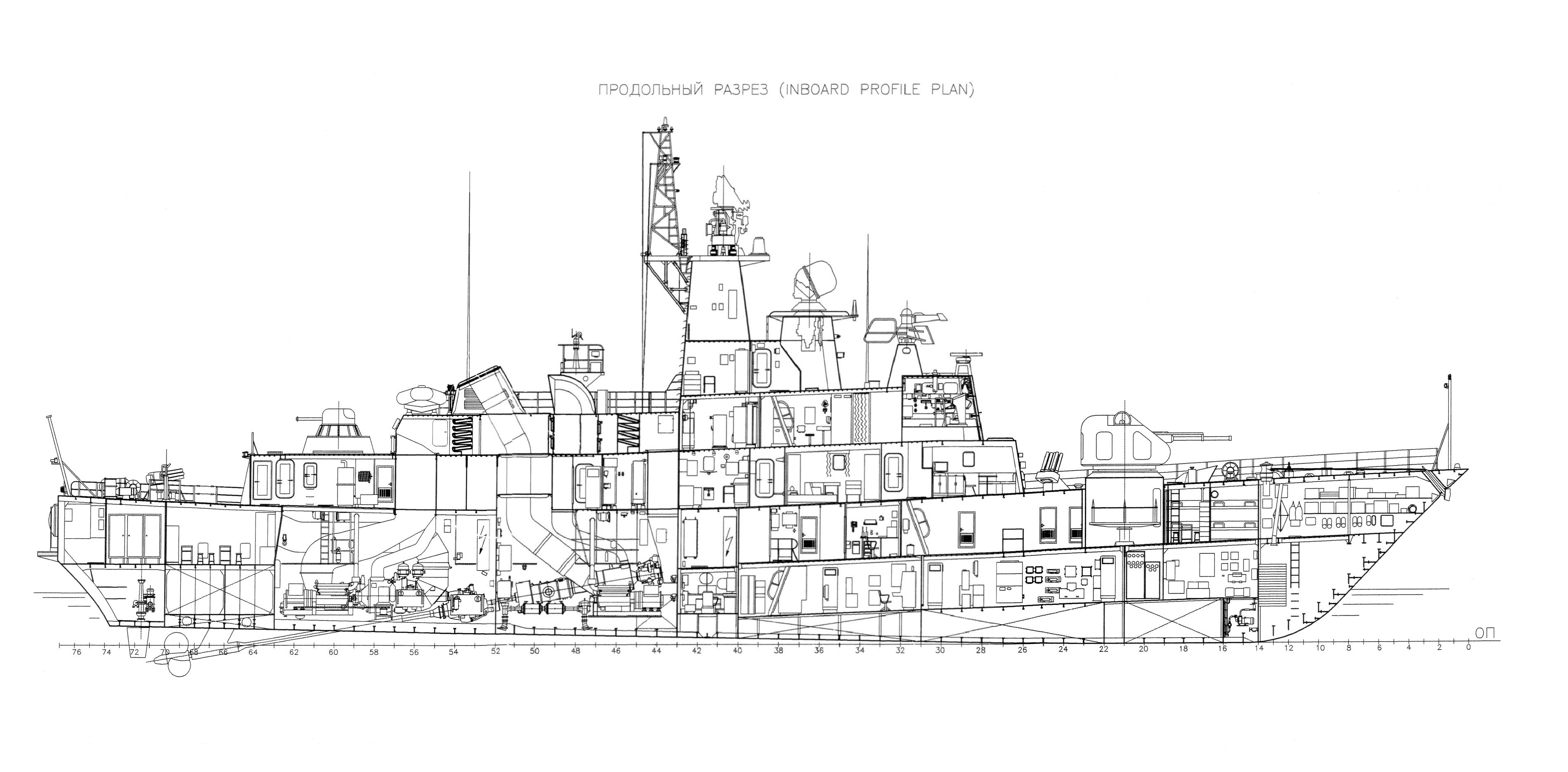 Разрез корабля чертеж