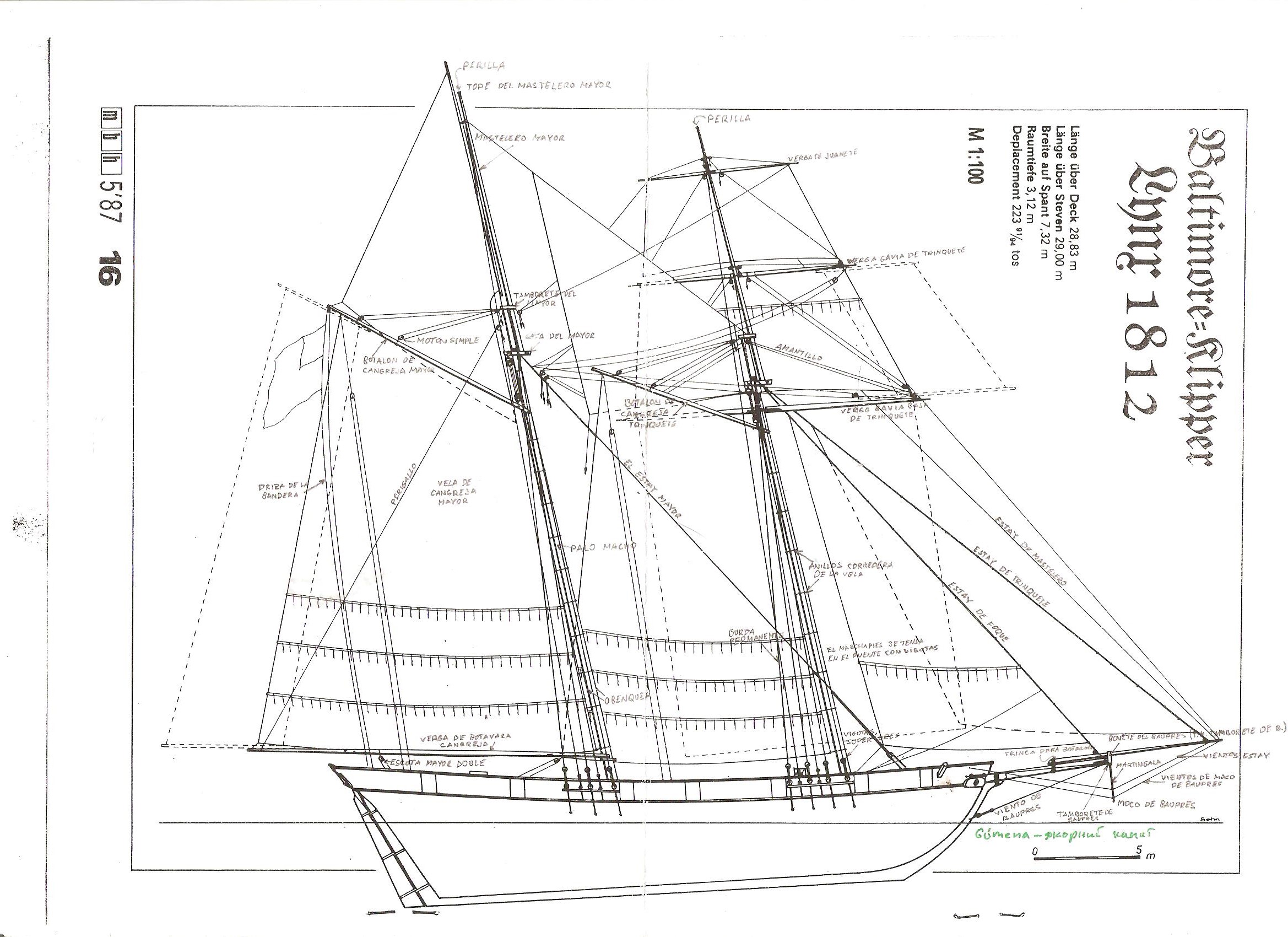 Рассмотри рисунок и найди высоту мачты парусника. Halcon 1840 такелаж чертежи. Чертежи модели парусника Halcon 1840. Парусник клипер чертежи. Корабль Halcon 1840 чертежи.